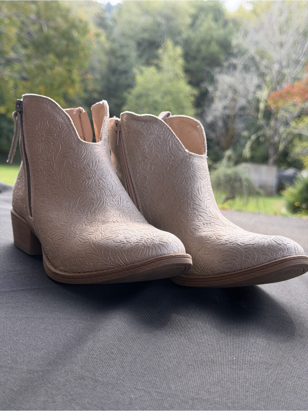 Women's Tooled Ankle Booties - Nude/Light Beige 👢✨🤍